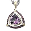 925 Silver, Amethyst & Ruby Triangle Pendant with 18k Gold Accents