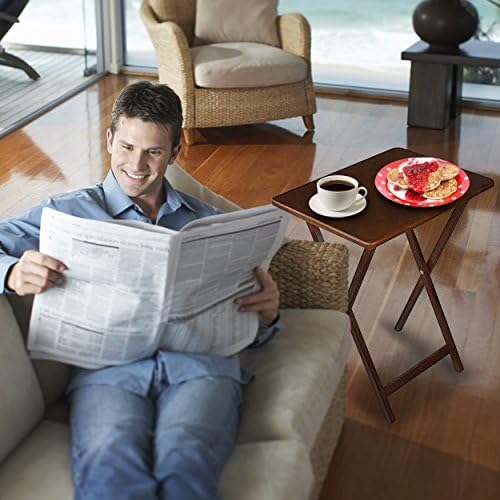 Folding TV Tray Features Sturdy, Solid Wood Construction &amp; Walnut Top Finish. Folds Up Easily To Store. Write, Type, Eat &amp; Craft On This Elegant, Convenient, Space-Saving, Folding Table - It's The Perfect, Stylish, Convenient Addition To Your Home!