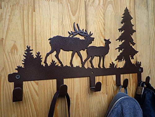 YOURNELO Metal Cute Deer Wall Mounted Coat Rack 5 Hooks