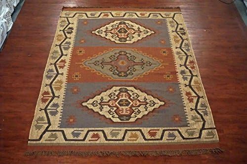 Kilim 8X10 Jute Antiqued Hand-Knotted Oriental Area Rug Carpet New