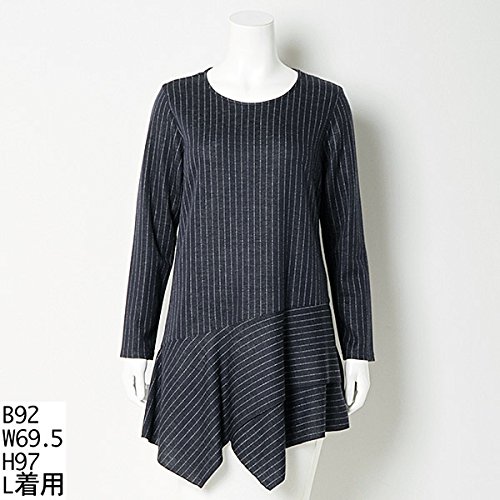 ピサーノ（PISANO） 全2色【大きいサイズ】【L・LL】ピンヘッドストライプの裾ドレープチュニック