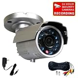 VideoSecu Weatherproof Outdoor Day Night Vision CCTV Security Camera Build-in Audio Microphone 1/3" Sony Super HAD CCD 3.6mm Lens 420TVL with Power Supply and Extention Cable WB9