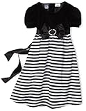 IMAGE OF So La Vita Girls 2-6X Velvet Taffeta Dress with Buckle, Black, 5