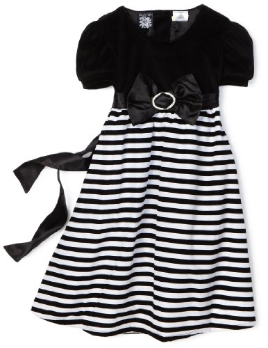 So La Vita Girls 2-6X Velvet Taffeta Dress with Buckle, Black, 5
