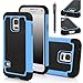 Galaxy S5 MINI Case, E LV Galaxy S5 MINI Case - Shock-Absorption / High Impact Resistant Hybrid Dual Layer Armor Defender Full Body Protective Case Cover for Samsung Galaxy S5 MINI SM-G800 with 1 Stylus and 1 E LV Microfiber Digital Cleaner (Blue)
