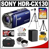 Sony Handycam HDR-CX130 1080p HD Video Camera Camcorder (Blue) with 16GB Ca ....