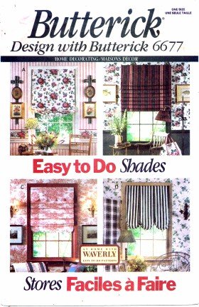 Butterick 6677 Sewing Pattern Home Decor Window Treatments Easy To Do Shades