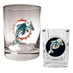 NFL Miami Dolphins Rocks Glass & Shot Glass Set - Primary Logo