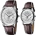 NIUBILITY EYKI 8692 Couple Silver Dial Brown Leather Watches Quartz Waterproof Wristwatches