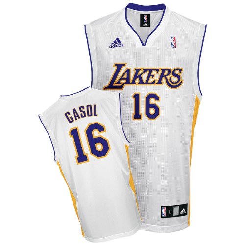 Pau Gasol Jersey: adidas White Replica #16 Los Angeles Lakers Jersey
