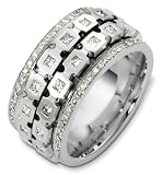 15mm spinning white gold diamond wedding band ring (1.82cts diamonds 14K Gold)