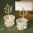 Rhinestone Leaf Place Card Holder Candle Favors