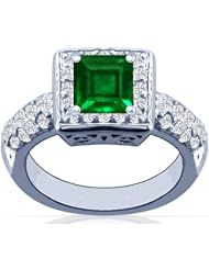 Platinum Princess Cut Emerald Ring With Sidestones (GIA Certificate)