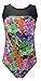 MadSportsStuff Girls Gymnastics Leotard - Tank with Keyhole (Paint Splatter Foil, Youth 8-10)