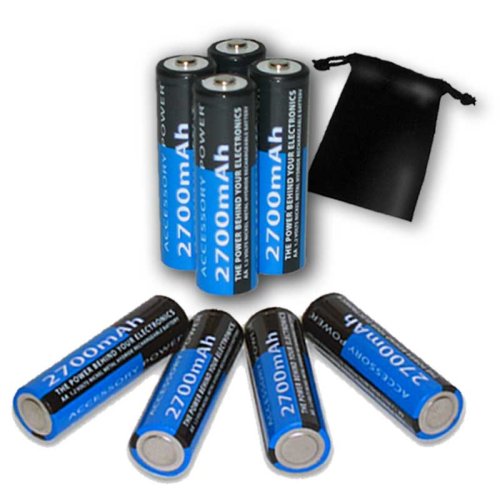 NIKON Compatible Pro Series Premium High Capacity AA 2700 mAh Rechargeable Ni-MH Battery 8-PACK for Select CoolPix Models ** Includes Protective Accessory Scratch Guard Bag **