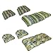 Reversible Wicker Cushion 3-pc. Set - Blue & Green Floral/ Stripe