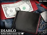 DIABLO　メンズ　バッファローレザー　マネークリップ　【ブラック×レッド】　KA-1164