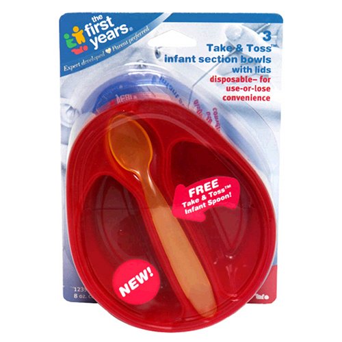 HealthPersonalCare: The First Years Take & Toss Infant Section Bowls with Lids, Disposable, From 4 Months , 3 bowls with lids