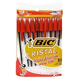 BIC Cristal Stic Medium Ball Pen - Red, Twelve - 10 Count Packs (120 Pens)