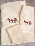 Embroidered Clydesdales Horse Cart Bath Towels Set