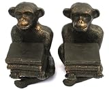 Monkey Bookends Iron with a Bronze Finish 6 Inches Tall