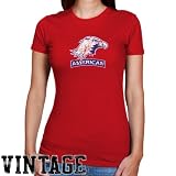 American Eagles Ladies Red Distressed Logo Vintage Slim Fit T-shirt