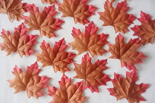 100-1000pcs Fall Silk Leaves Wedding Favor Autumn Maple Leaf Decorations Reddish brown-100