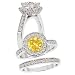 18k white gold natural diamond & 7.5mm round Chatham yellow sapphire engagement ring