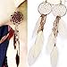 Genenic Design Beads Long Earrings Dream Catcher Jewelry Feather