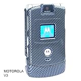 Motorola Razr V3 V3c V3m Snap-on Carbon Fiber Style Crystal Case Cover with Removable Belt Clip