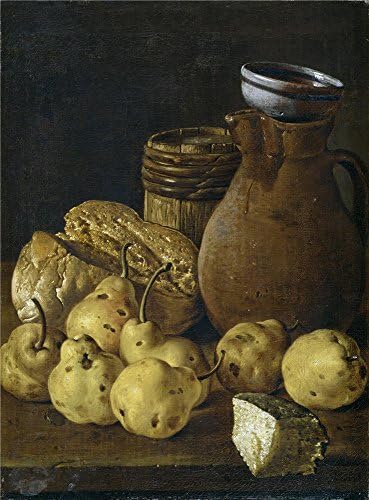 'Melendez Luis Egidio Bodegon pan peras queso y recipientes Third quarter of 18 Century ' oil painting, 18 x 24 inch / 46 x 62 cm ,printed on polyster Canvas ,this Beautiful Art Decorative Prints on Canvas is perfectly suitalbe for Bathroom decor and Home decor and Gifts