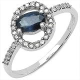 0.62 Carat Genuine Blue Sapphire and 0.18 ct. t.w. Genuine Diamond Accents 10K White Gold Ring