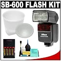 Nikon SB-600 Speedlight Flash + Gary Fong Lightsphere-II with Inverted Dome + 4 Batteries & Charger for Nikon D5000, D3000, D700, D300s, D300, D200, D90, D80, D60 & D40 Digital SLR Cameras