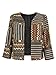 Choies Women Geo-Tribal Ethnic Embroidered 3/4 Sleeve Cardigan Jacket Retro Printed Coat