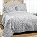 Laura Ashley Venetia Cotton Reversible Quilt, King, Gray