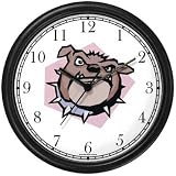 Bulldog with Spike Collar Cartoon Dog Wall Clock by WatchBuddy Timepieces (Black Frame)