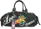 ED HARDY Sandy Canvas & Leather Handbag Rhinestones
