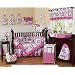Pink and Black Geo Modern Baby Bedding - 9pc Crib Set