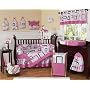 Pink and Black Geo Modern Baby Bedding - 9pc Crib Set