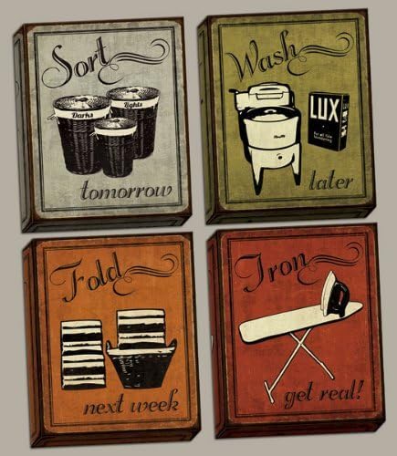 Set of 4 Canvas Laundry Pieces, Vintage, Signs Art Print Poster By Harbick(canvas)