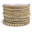 Gold-Tone Bangles with Black Engraving, Raised and Diamone-Like Accents