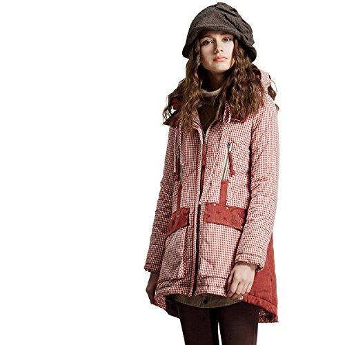 (アートカー)Artka オリジナルデザイン レディーズフード付き刺繍チェック柄キルトコート MA10747D