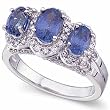 14Kt White Gold Crowned Head Chatham Created Blue Sapphire and Diamond Ring