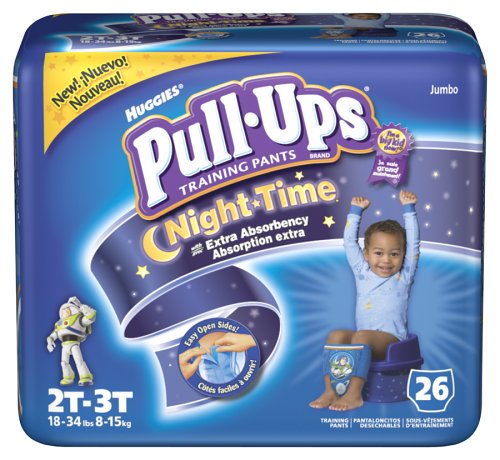 Huggies Pull-Ups Training Pants, Nighttime, Boys, 2T-3T, 26-Count (Pack of 4)