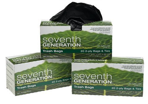 Seventh Generation Trash Bags, 30-Gallon, 20-Count Boxes (Pack of 12)