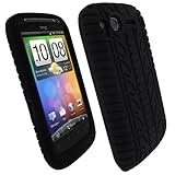 iGadgitz Black Silicone Skin Case Cover with Tire Tread Design for HTC Desi ....