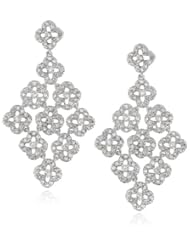 Sterling Silver Micro Pave Cubic Zirconia Rhodium Plated Chandelier Earrings