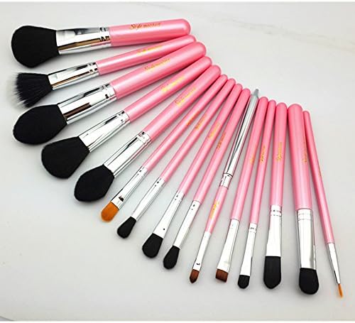 Style Master Pro 15 Pcs Makeup Brushes Set Syntehtic Foundation Eyelinner Concealer Brush Brand Cosmetic Essential Kits (Pink/silver color)