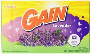 Gain With Freshlock Lavender Dryer Sheets 120 Count (Pack of 6)