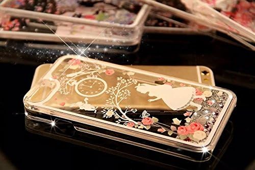 iPhone 5S Quicksand Case,JXT 3D Creative Flower Fairy Faery Angel Girl Printing Quicksand Flowing Liquid Floating Bling Glitter Sparkle Stars Hard Transparent Cover Case For iPhone 5 5G 5S #4
